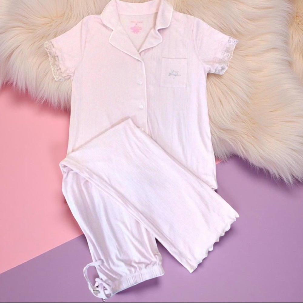 New Betsey Johnson Soft Pink Pajama Set Size L
